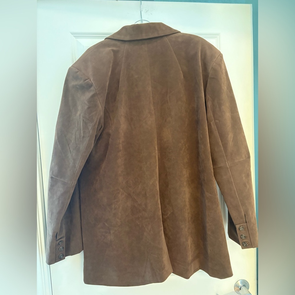 Free People we the free Papercut Faux Suede Blazer Brown Size Large - Picture 10 of 14